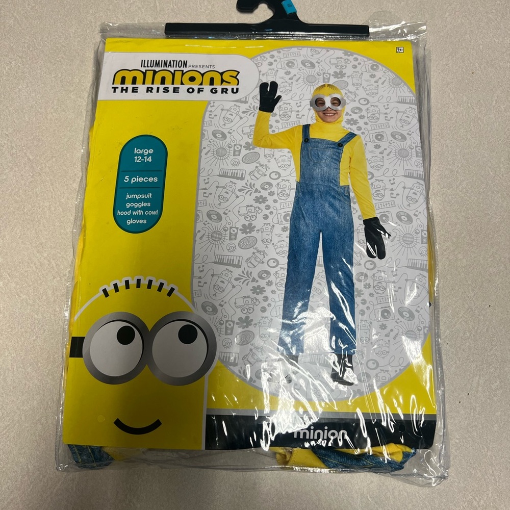 COPY - Minions The Rise of GruJumpsuit Outfit with Goggles Hat, Size Large 12-14